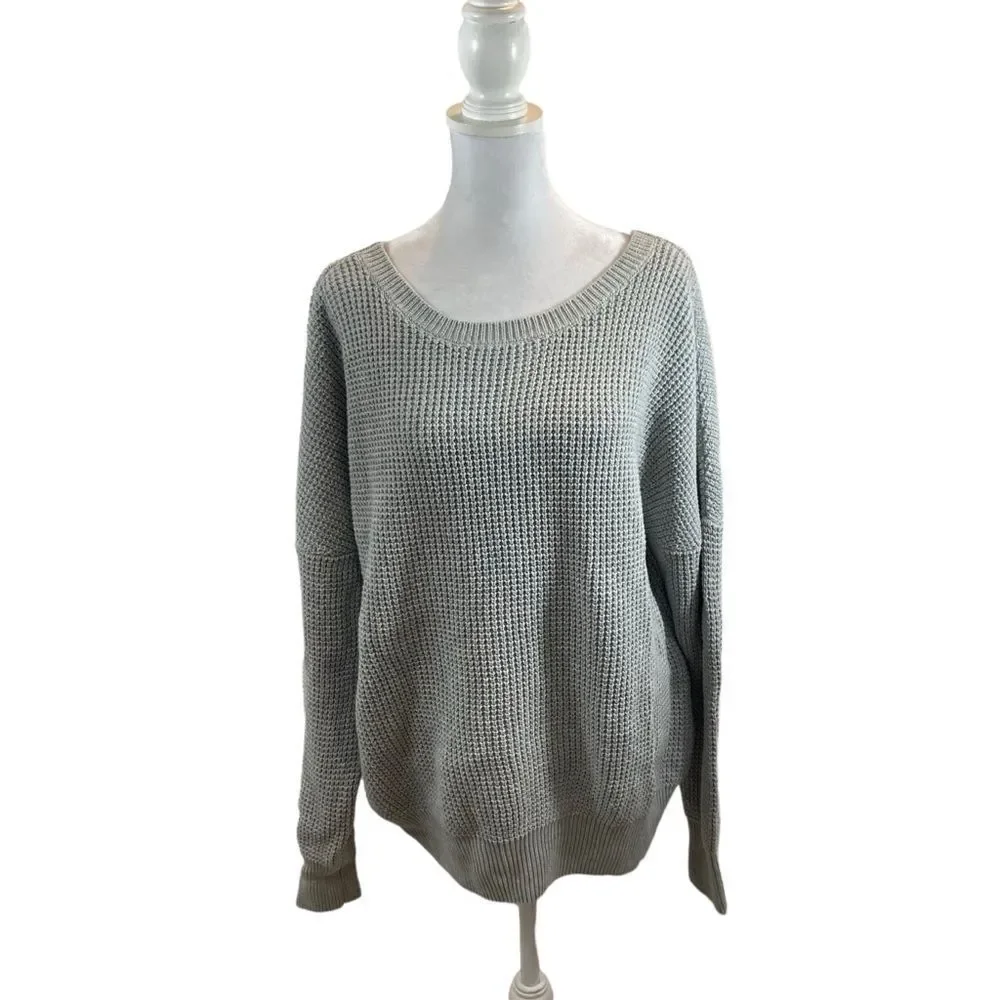 Ladies Grey Cross Back Hollowed-Out Sweater Size XL‎